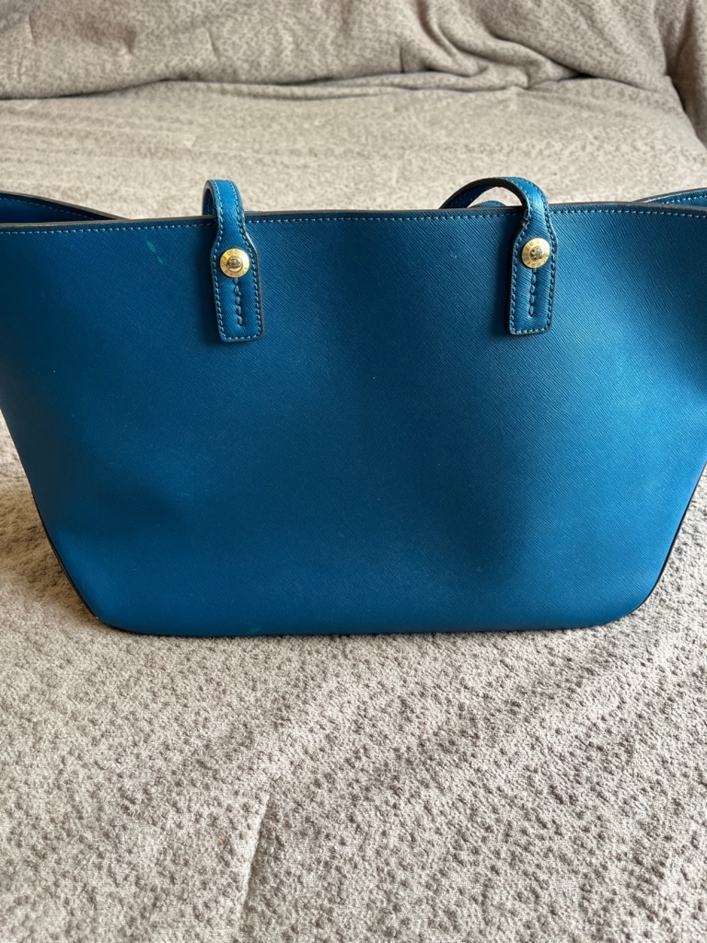 Henri Bendel West 57th Schoolbag Tote - Teal Saffiano Leather - Picture 5 of 10
